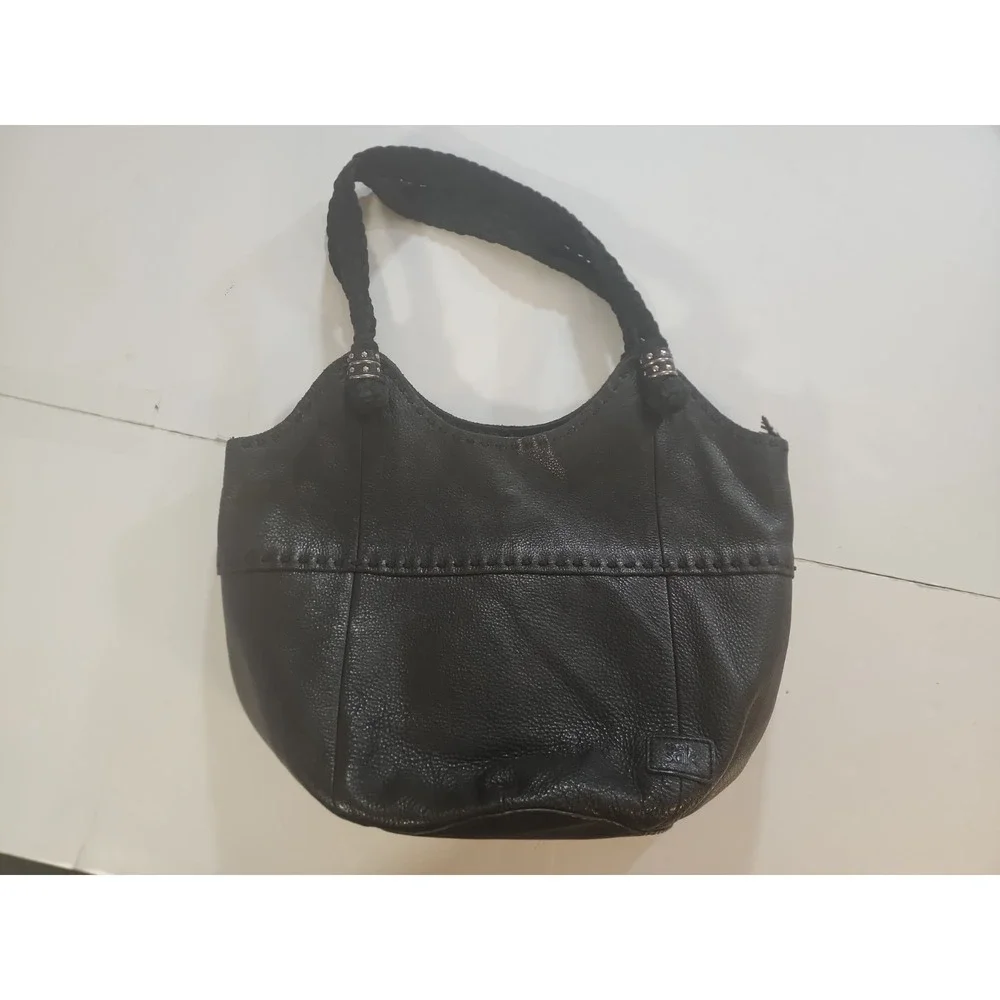 The‎ Sak Indio Black Leather Hobo Bag Braided Strap Boho Slouchy Shoulder Purse